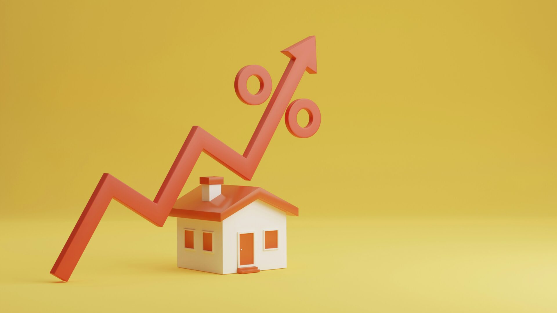 Economic Indicators and Property Cycles Property market economic indicators showing upward trend with house model and percentage growth chart